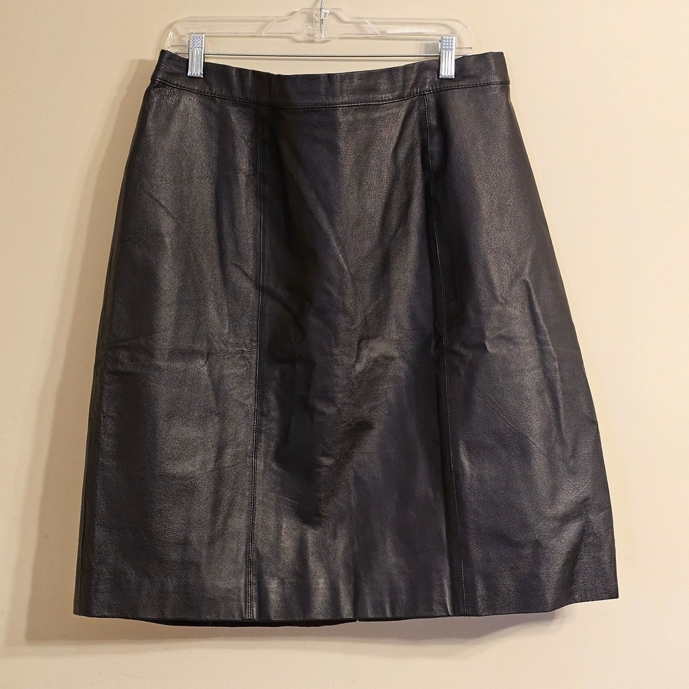 Vintage Women's Roaman's Black Leather Skirt Lined Size H6 (18W?) READ